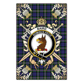 Clan Baird Modern Tartan Crest Black Garden Flag  - Gold Thistle  KZ81 Clan Baird Tartan Today